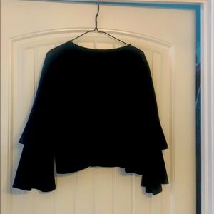 Cute cropped black bell sleeve shirt